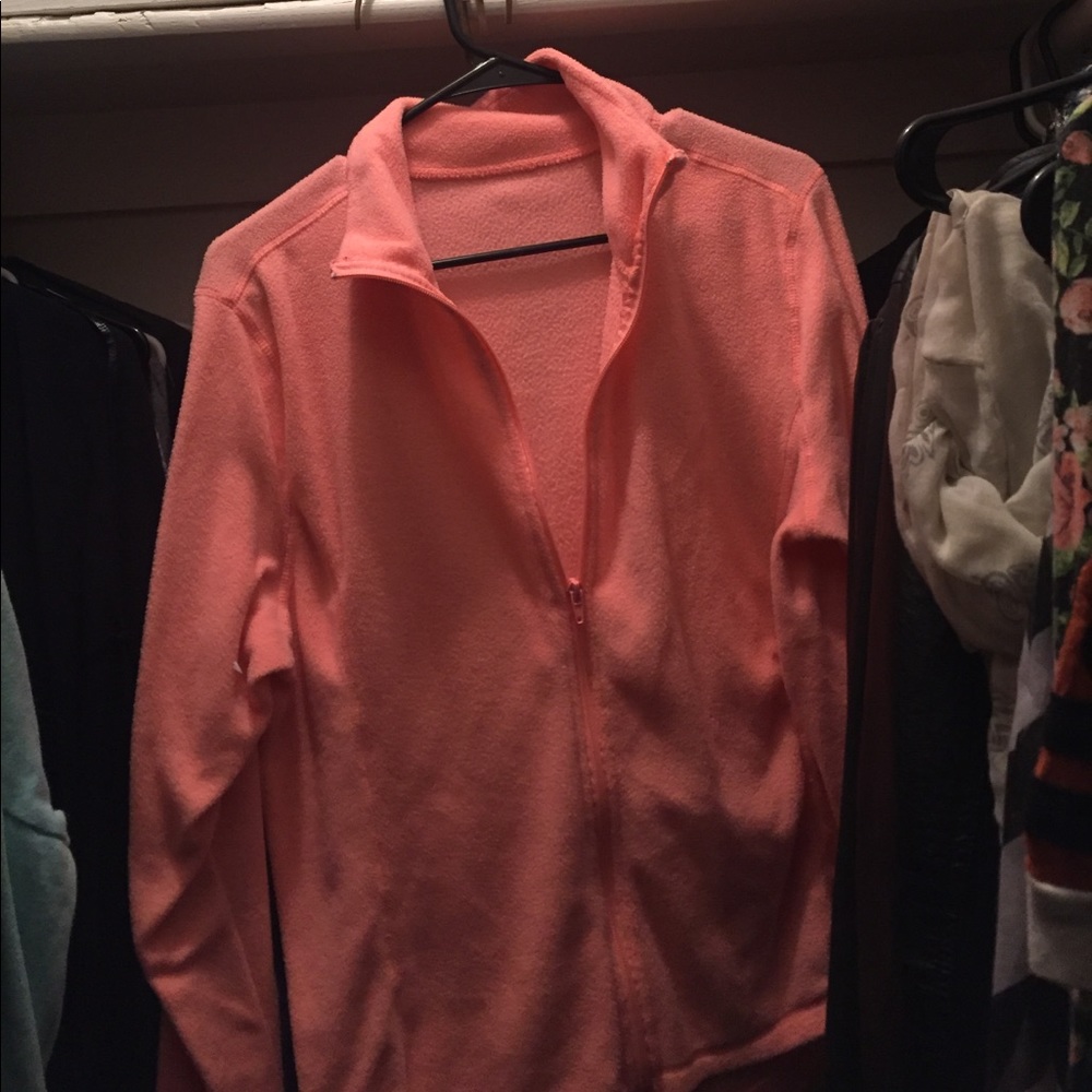 Plain peach pink jacket.