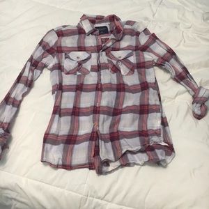 Pink and purple plaid button up