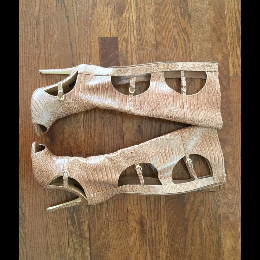 Open toe knee boots