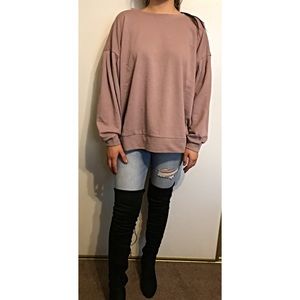 TIMING DUSTY ROSE LACE UP SWEATER •SIZE MEDIUM 💕