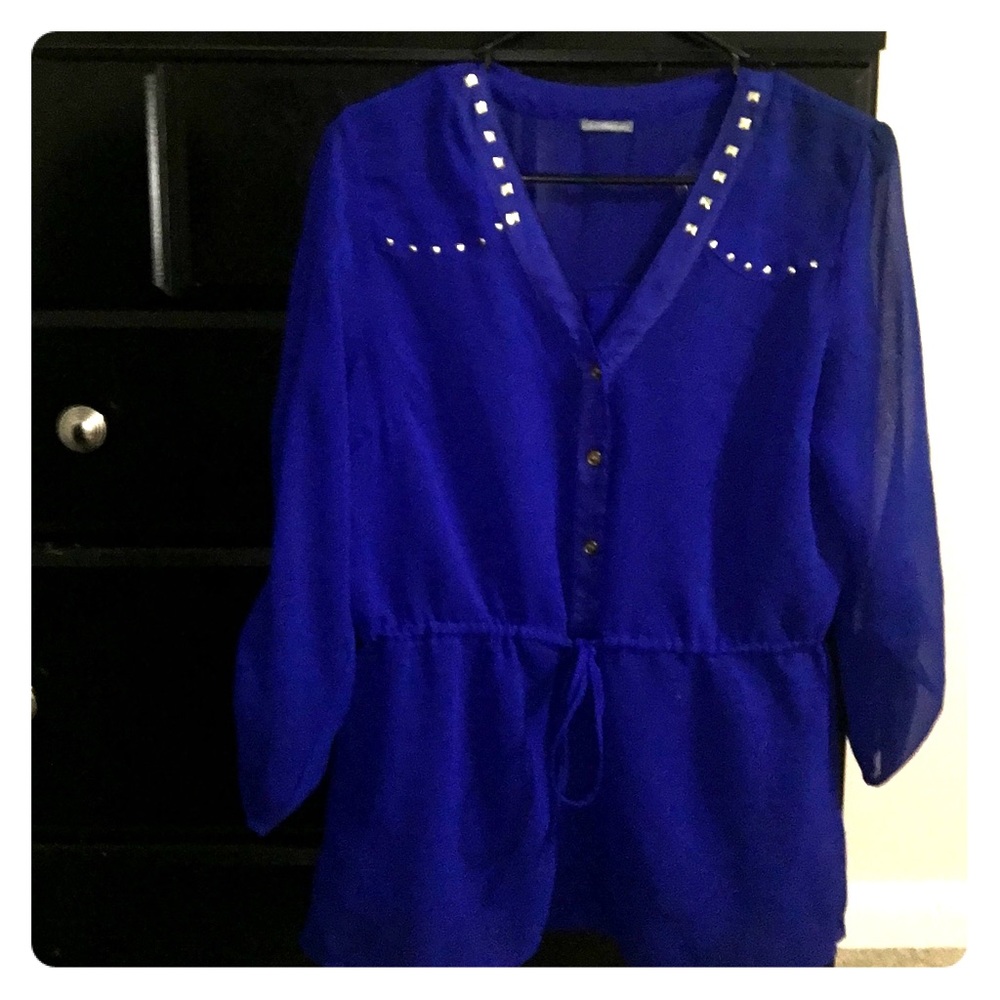 Charlotte Russe Electric Blue Chiffon Top
