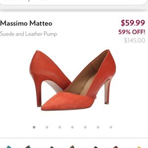 Genuine Suede & Leather Orange Pumps