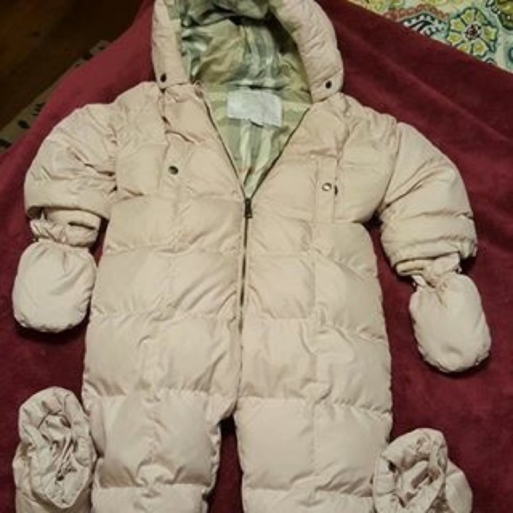 Pink Baby Burberry Snowsuit - Size 18 Months