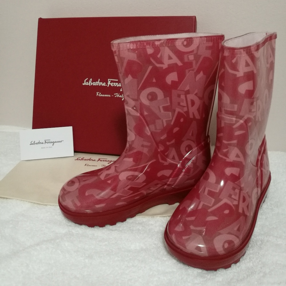 Salvatore Ferragamo red rain boots for kids EU 32 / US 1