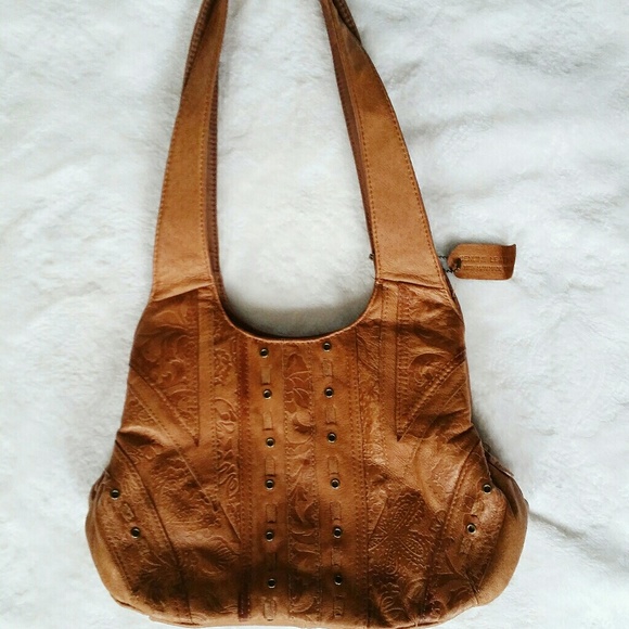 Cabin Creek Bags Western Style Genuine Leather Etched Shoulder