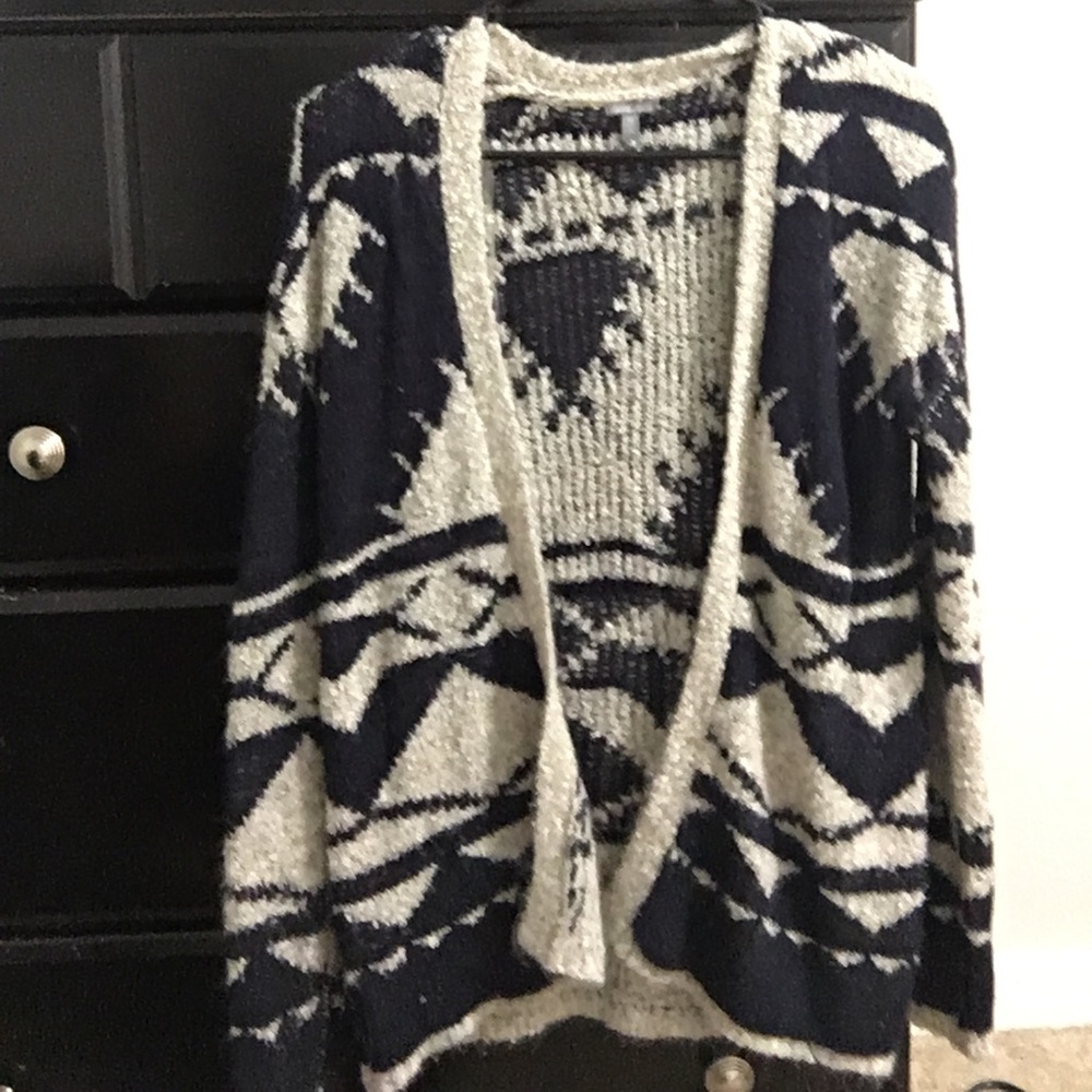 Charlotte Russe Grey and Navy Sweater Cardigan