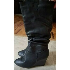 Black Wedge Boots