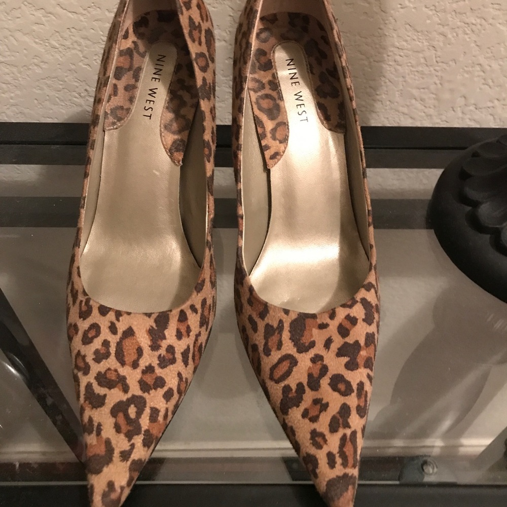 Leopard suede pump.