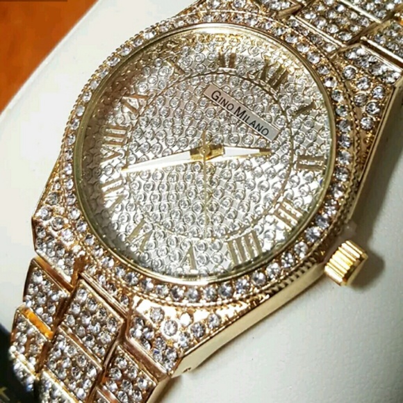 Luxury Gold Tone Hip Hop stylish watch & bracelet - Picture 3 of 6
