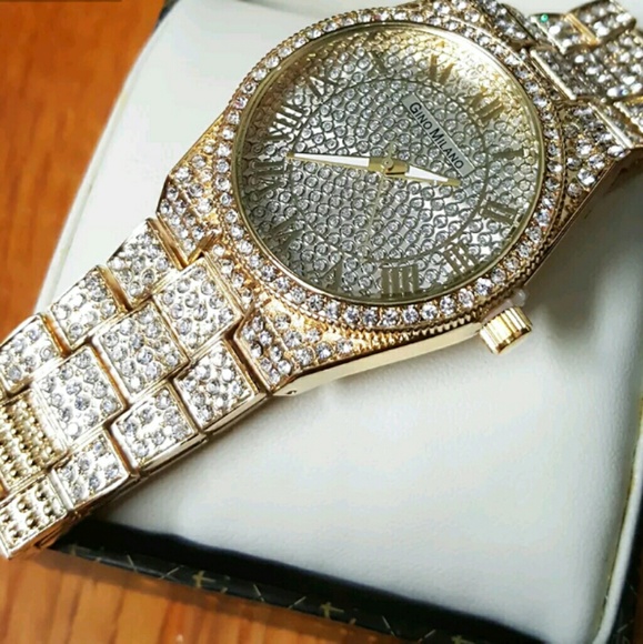 Luxury Gold Tone Hip Hop stylish watch & bracelet - Picture 5 of 6