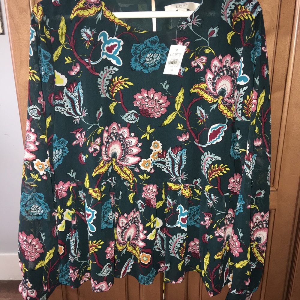 Loft Floral Peplum blouse size small