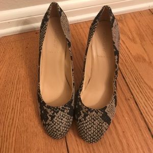 J. Crew snake print heels