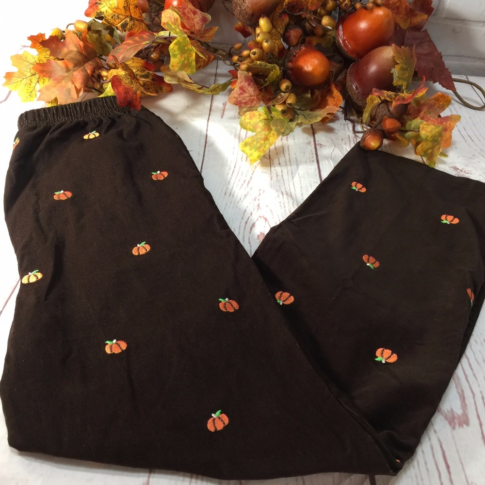 Kellys Kids Girls Embroidered Pumpkin Pants Sz 12