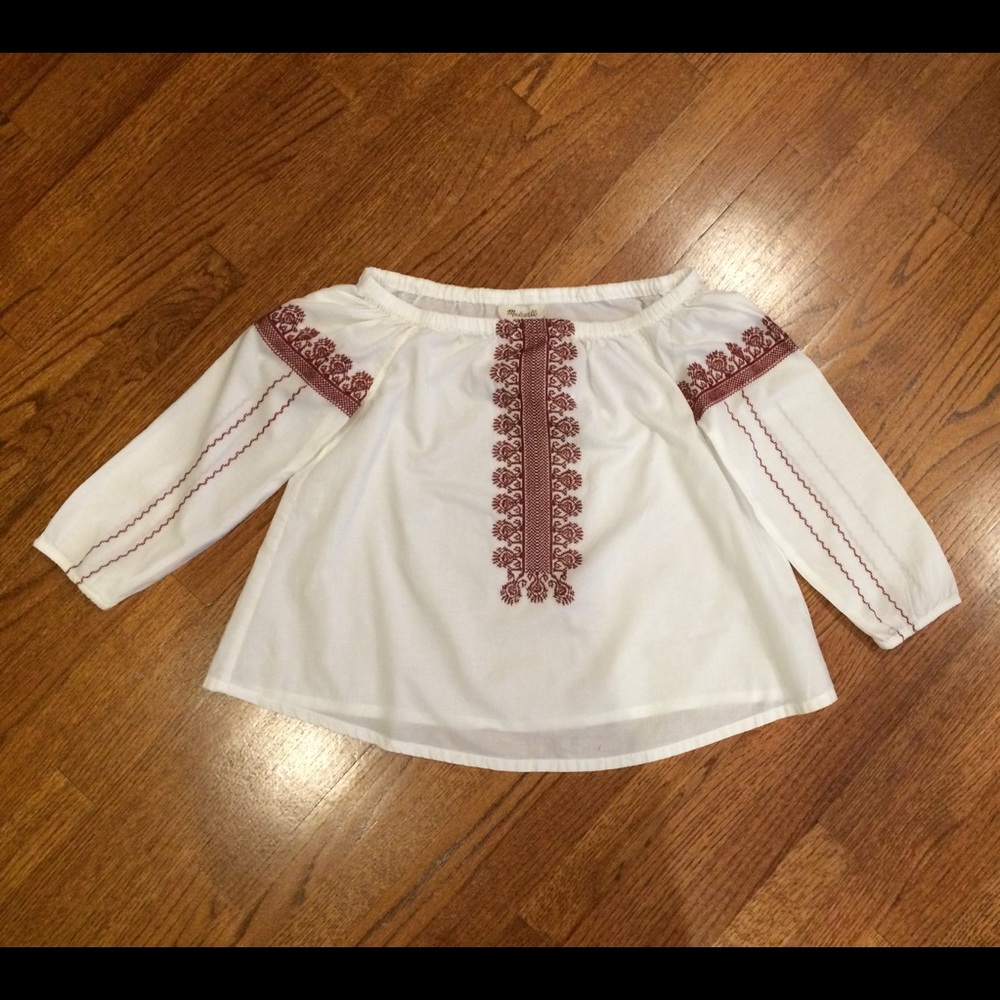 Madewell Folktale Off the Shoulder Embroidered Top