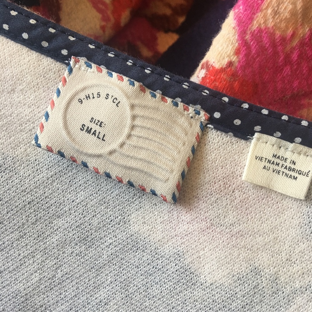 Anthropologie navy floral peplum top - Picture 6 of 7