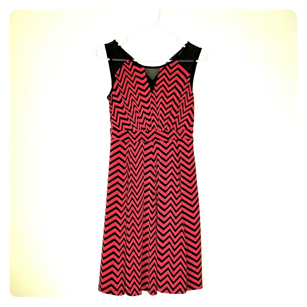 Coral & Black Chevron Dress - Cute & Comfy