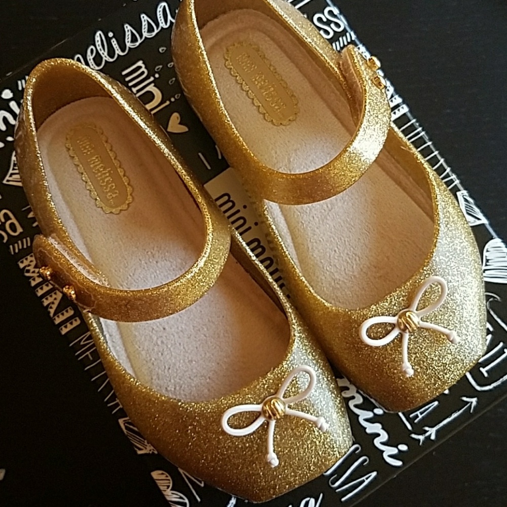 Mini Melissa Gold Ballet Flats