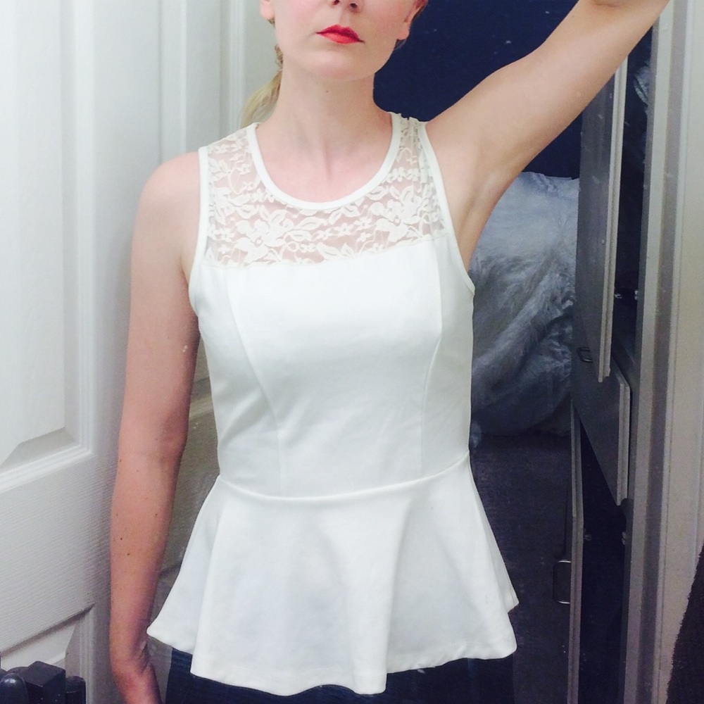 FINAL SALE🎉White Peplum Lace Top Ambiance Apparel