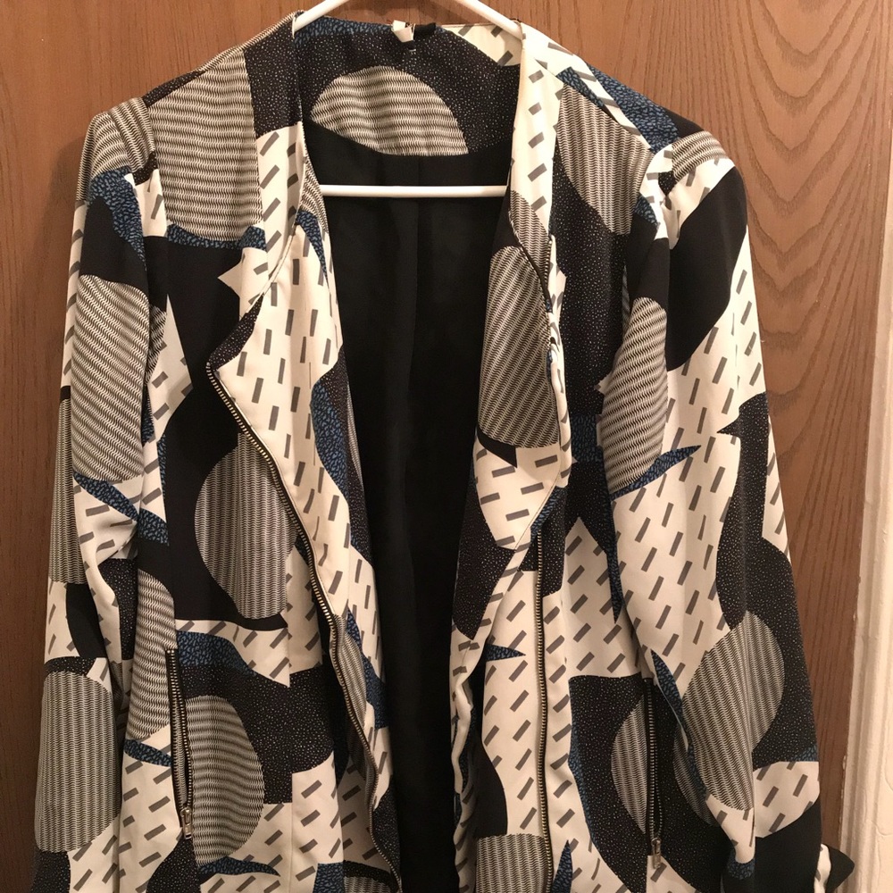 Topshop Mixed Print oversized biker jacket US6