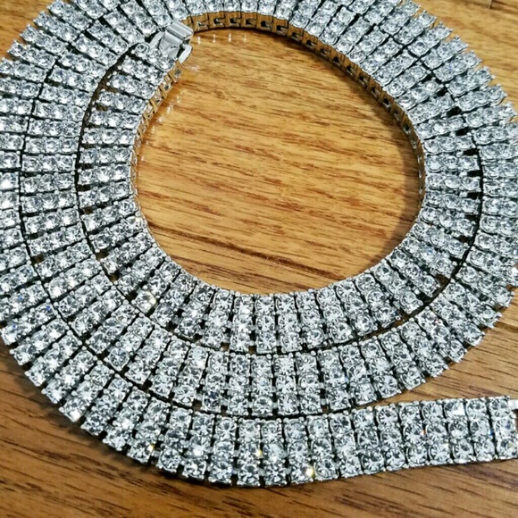 14K ICED OUT 3 ROWS TENNIS CHAIN - Picture 2 of 4