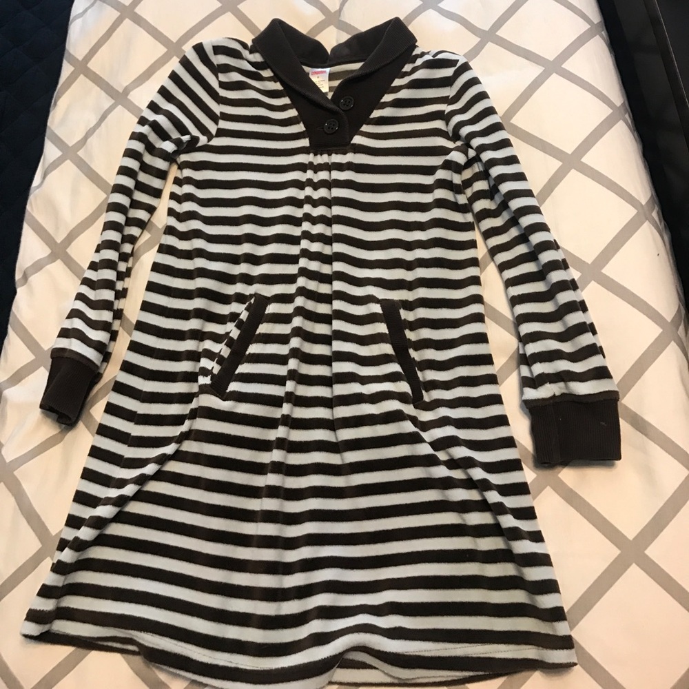 Gymboree Light Blue and Brown Velour Dress
