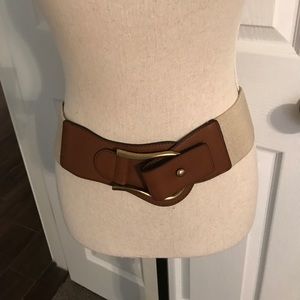 Leather and stretch material belt