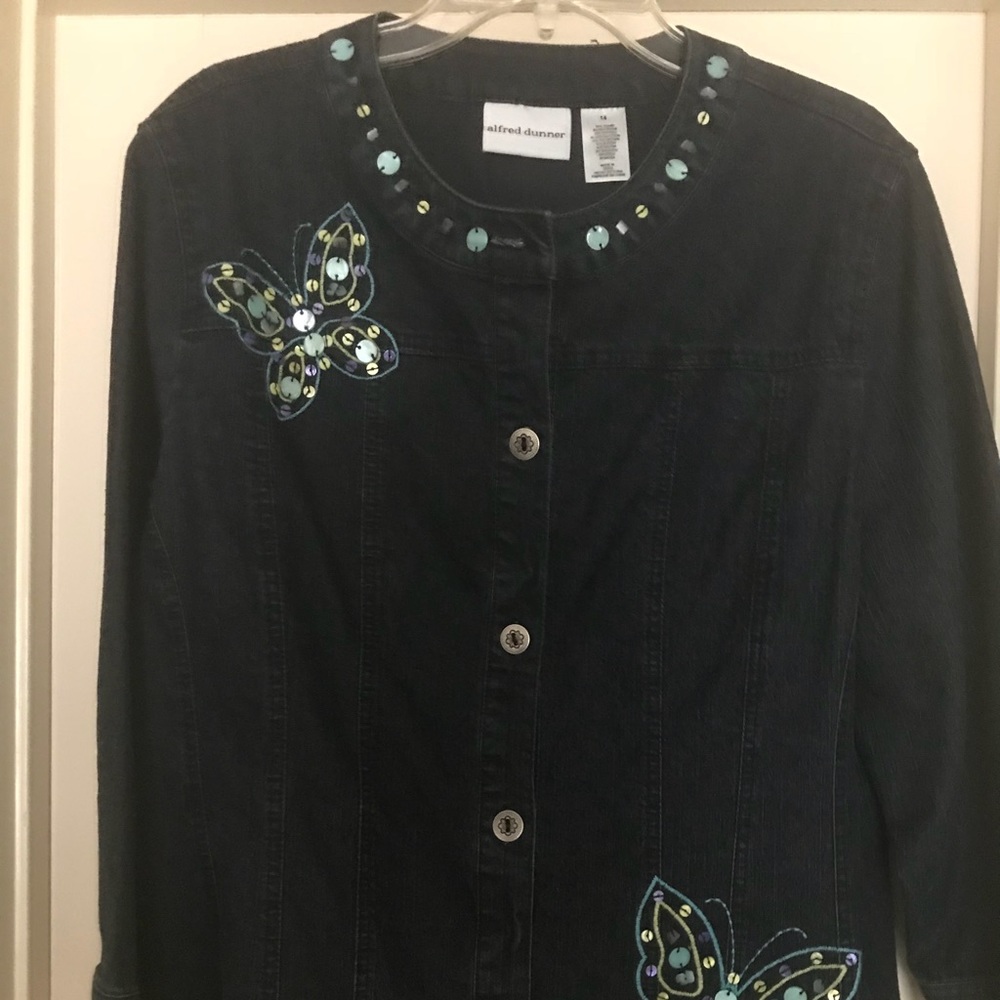 Alfred Dunner Navy Jean Jacket Size 14