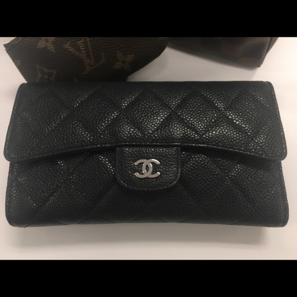 SOLD! Chanel black caviar long flap wallet - Picture 7 of 8
