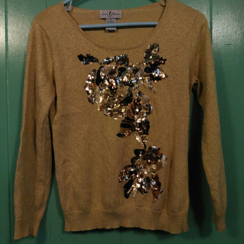 Gold Sequined subtle sparkle sweater