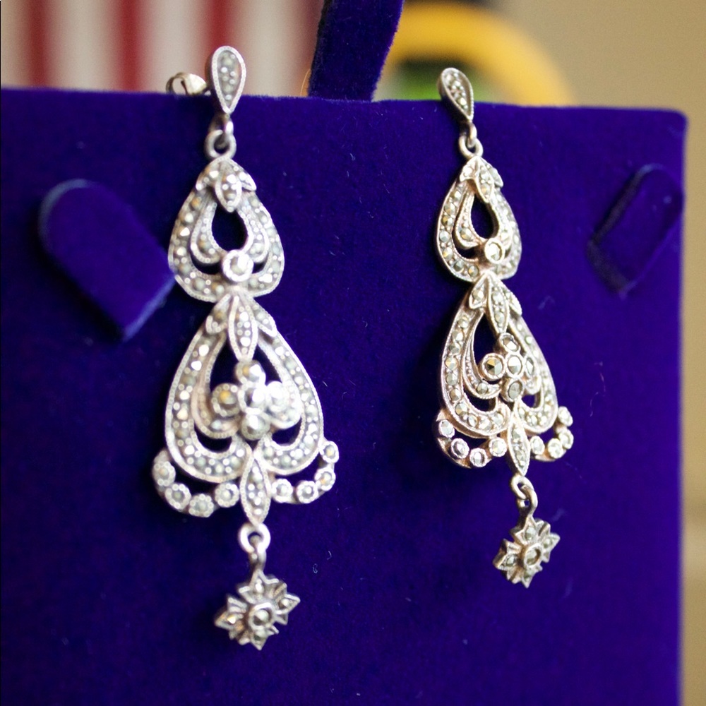 Marcasite chandelier earrings - Picture 4 of 5