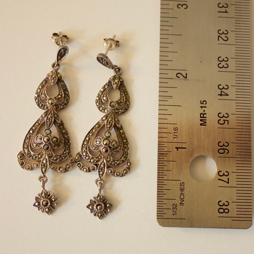 Marcasite chandelier earrings - Picture 5 of 5