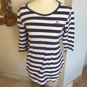 Vintage purple and white striped Lacoste shirt