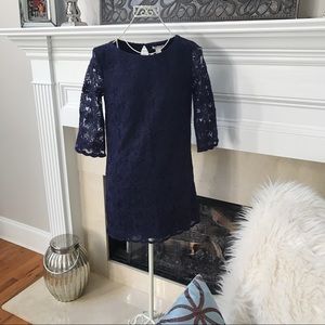Navy Blue Lace/ Scallop Shift Dress