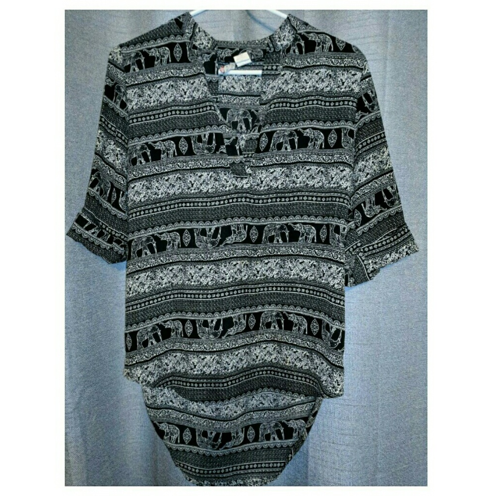 High low tribal print shirt