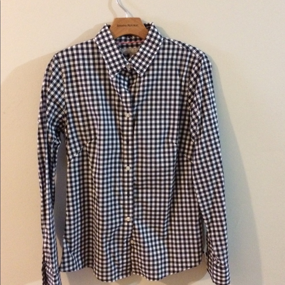 Fitted non iron gingham check shirt