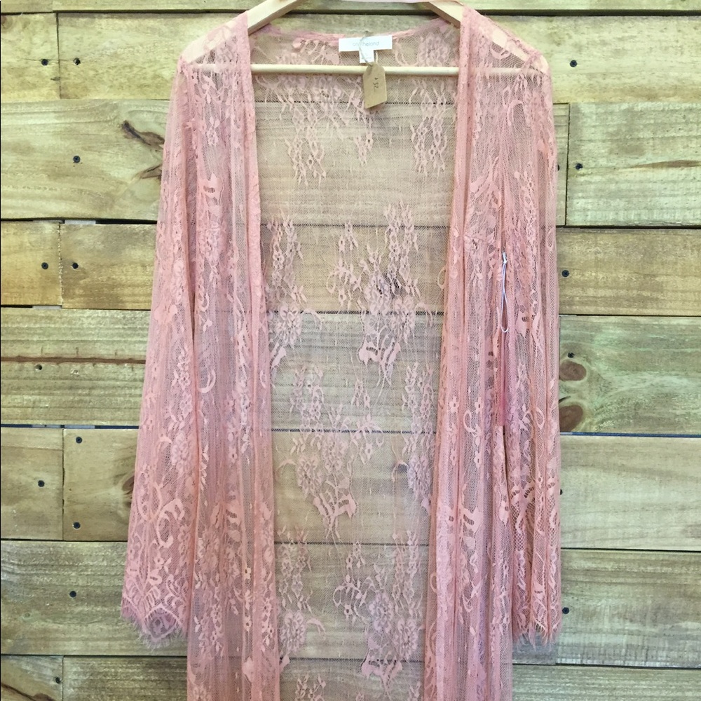 Lace pink sheer Kimono