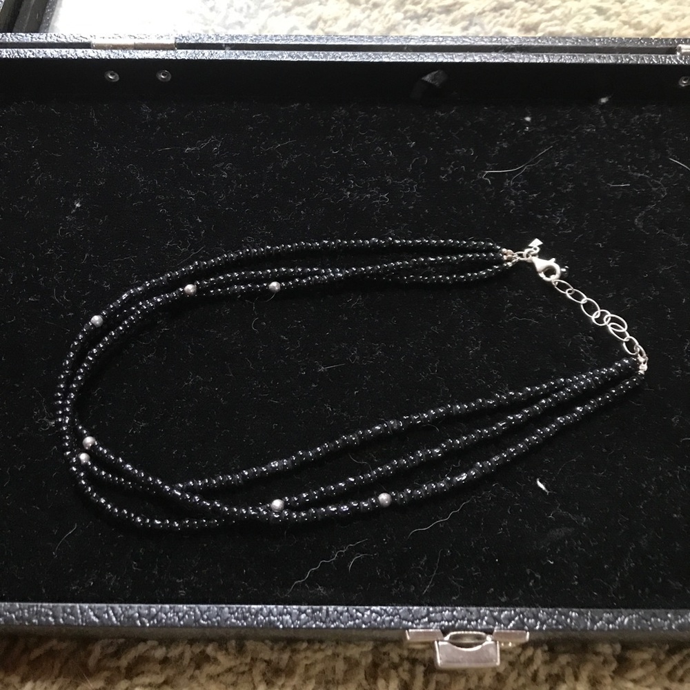 3 strand black onyx Sterling necklace