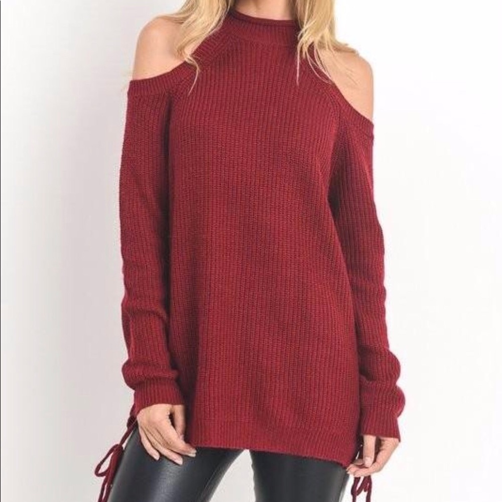 Cold shoulder sweater