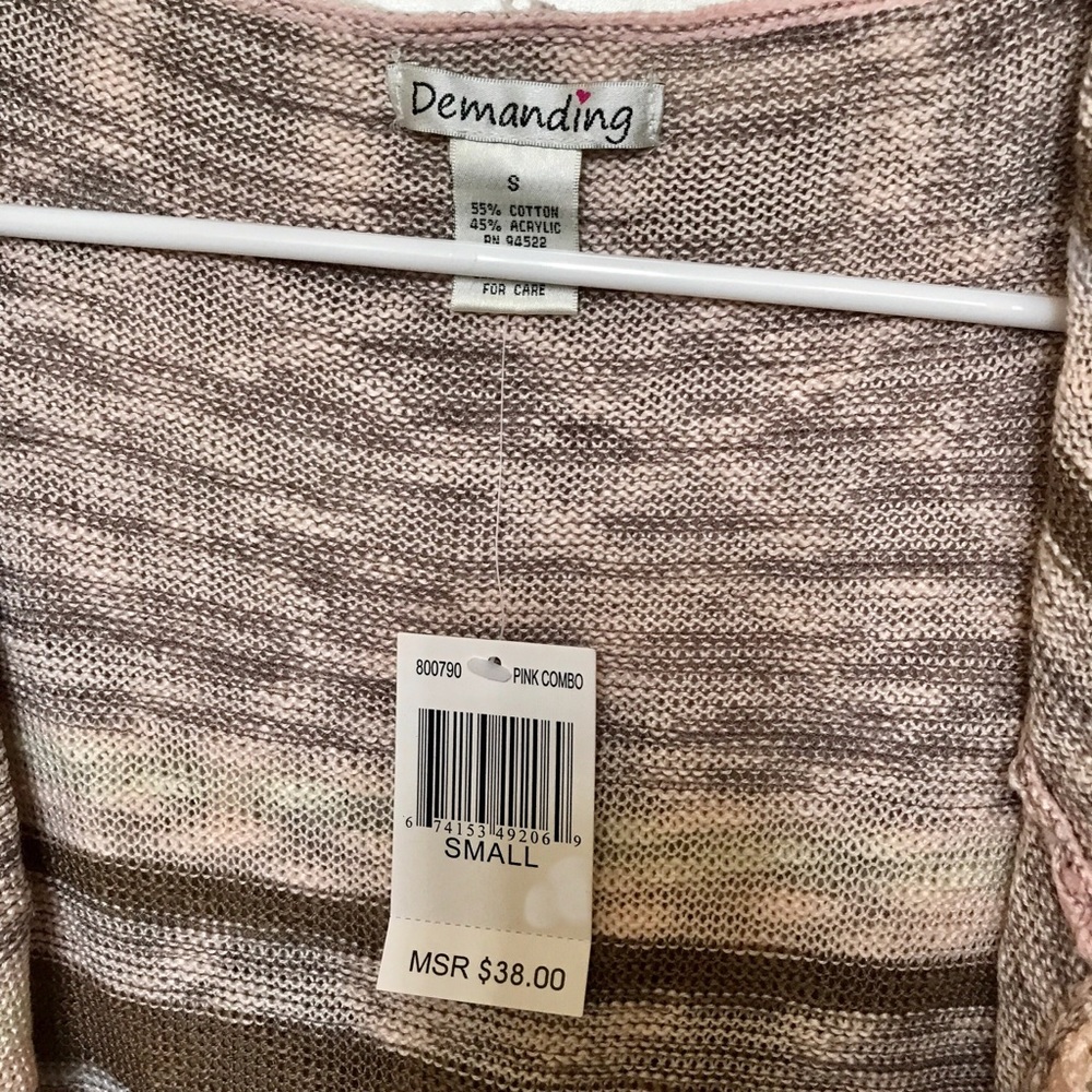 NWT Neutral Colored Print Boho Knit Cardigan - Picture 4 of 5