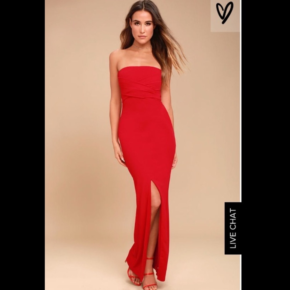 Lulu's - Own The Night Red Strapless Maxi Dress