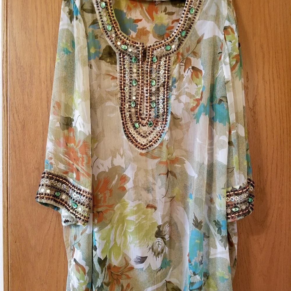Beaded tunic top 1X