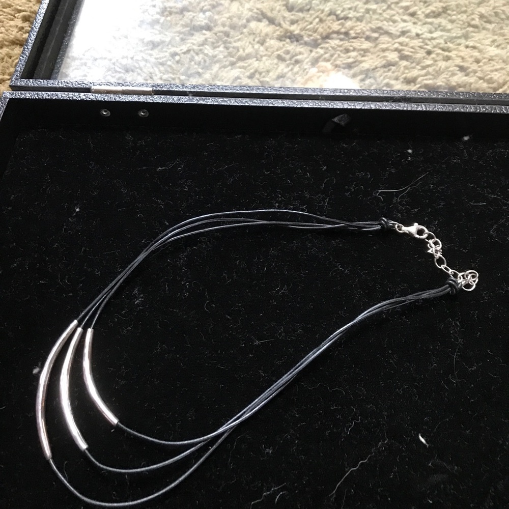 Black leather Sterling necklace