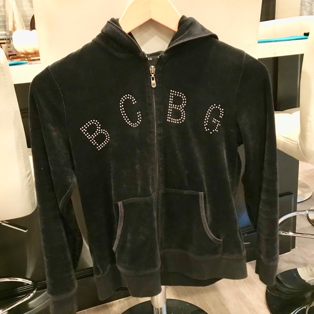 BCBG zip up hoodie black