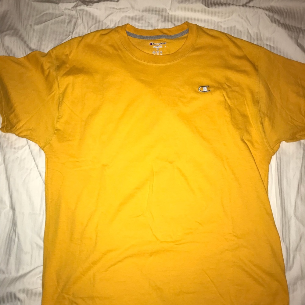 Yellow embroidered champion shirt