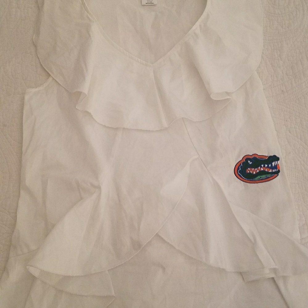 White Florida Gators ruffle blouse
