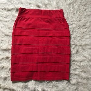 Orange Red Midi Skirt