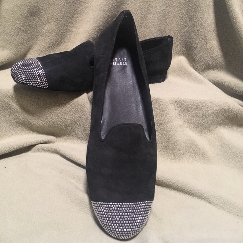 Stuart Weitzman flats black with rhinestones 9 M