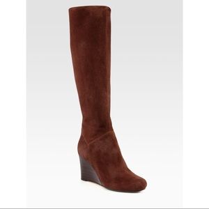 Brown Cole Haan Cora Suede Wedge Boot