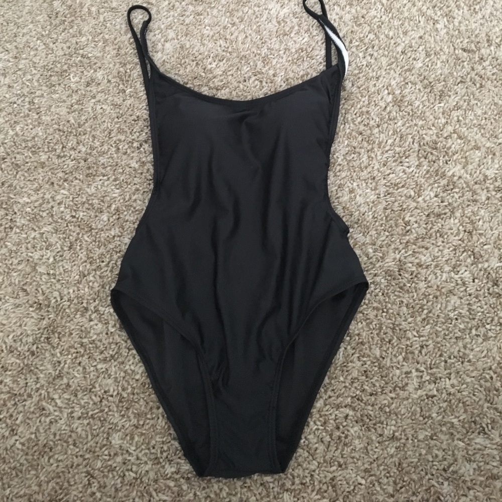 black sexy one piece swimsuit