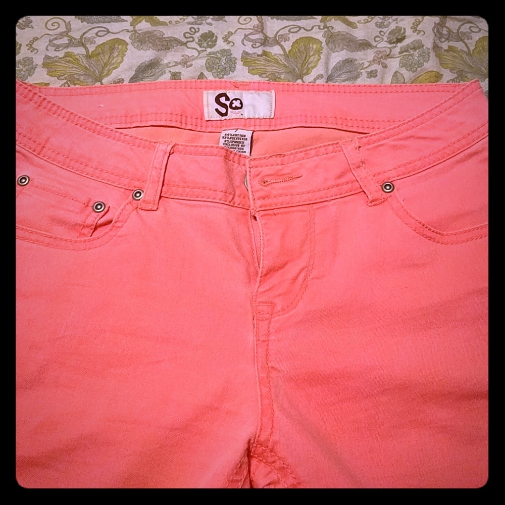Coral skinny jeans